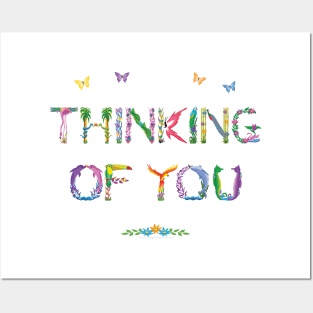 Thinking Of You - tropical word art Posters and Art